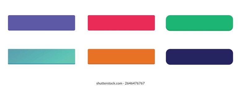 Action button web templates icon vector simple graphic flat illustration set, rectangle and rounded ui ux interface elements empty blank orange red blue green purple color minimal modern image clipart