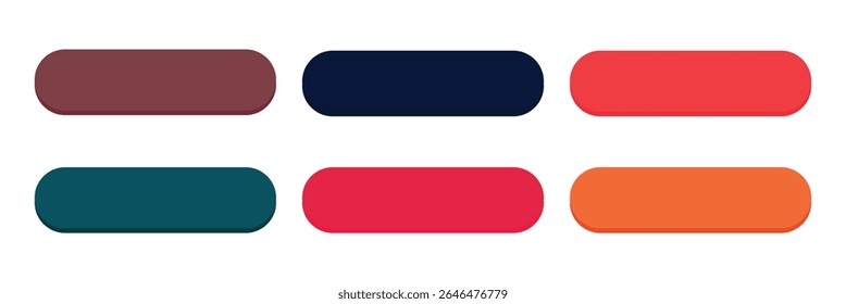 Action button web templates icon vector simple graphic flat illustration set, rectangle and rounded ui ux interface elements empty blank orange red blue green purple color minimal modern image clipart