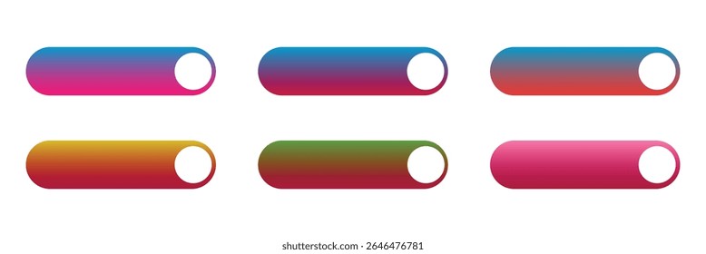 Action button web templates icon vector simple graphic flat illustration set, rectangle and rounded ui ux interface elements empty blank orange red blue green purple color minimal modern image clipart