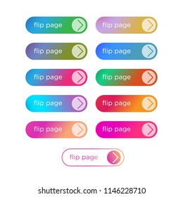 Action buttons set flat design, .Vector illustration buttons with colorful gradient.