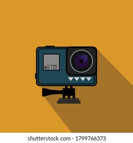 action cam icon flat illustration design vector isolated in orange background