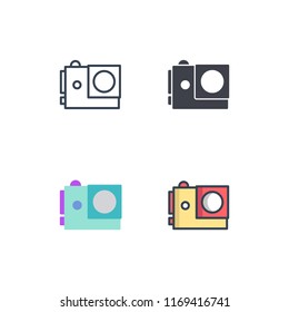 action cam icons vector. icons with four different styles