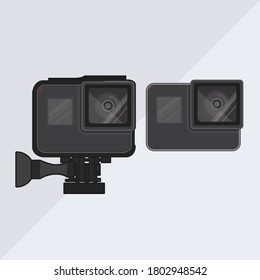 Action Camera Black Edition Series Vector Flat Illustration Isolated