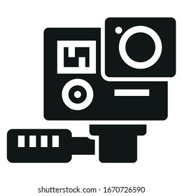 Action camera black icon on white background