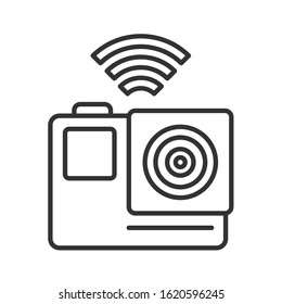 Action camera black line icon. Electronic device concept. Pictogram for web page, mobile app, promo. UI UX screen. User interface display. Editable stroke.