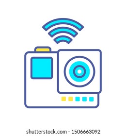 Action camera color line icon. Electronic device concept. Pictogram for web page, mobile app, promo. UI/UX screen. User interface display. Editable stroke.