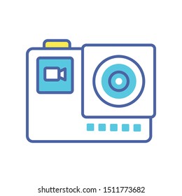 Action camera color line icon. Electronic device concept. Camera for active sports. Pictogram for web page, mobile app, promo. UI/UX screen. User interface display. Editable stroke.