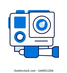 Action camera color line icon. Electronic device concept. Camera for active sports. Pictogram for web page, mobile app, promo. UI UX screen. User interface display. Editable stroke.