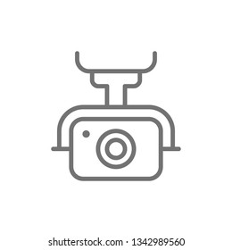Action camera for drone, extreme video cam line icon.