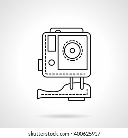 Action camera for extreme sport, hike, activity entertainments. Digital HD video technology. Vector icon flat thin line style