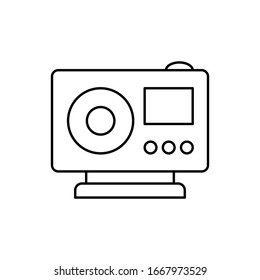 Action camera front device icon. Simple line, outline vector elements of shooting equipment for ui and ux, website or mobile application