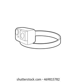 Action camera for heads icon in outline style isolated on white background. Gadget symbol