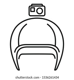 Action camera helmet icon. Outline action camera helmet vector icon for web design isolated on white background