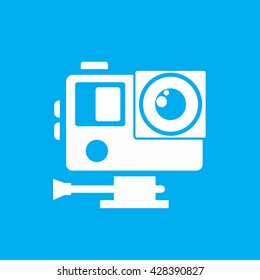 Action camera icon - blue vector extreme video cam symbol in waterproof case