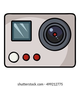 Action camera icon in cartoon style isolated on white background. Ski resort symbol stock vector illustration.