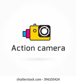 Action camera icon, colorful vector illustration, Logo Template, video cam symbol, camera design element