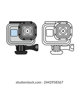 Action camera icon in filled, and outline vector illustration