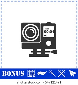 Action camera icon flat. Simple vector symbol and bonus icon