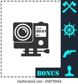 Action camera icon flat. Simple vector symbol and bonus icon