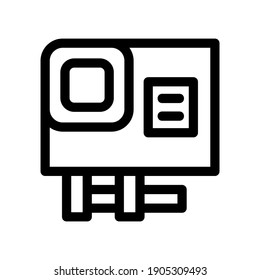 Actionkamera-Symbol oder Logo einzeln auf Zeichensymbolen, Vektorgrafik - hochwertige Vektorsymbole in schwarzem Stil
