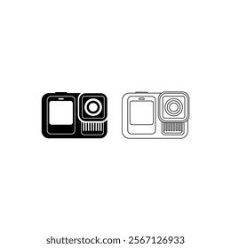 Action camera icon logo vector. Camera for active sports.