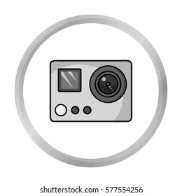 Action camera icon in monochrome style isolated on white background. Ski resort symbol stock vector illustration.