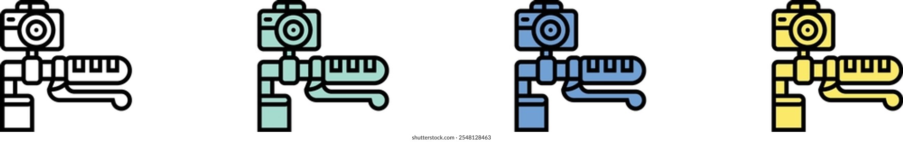 action camera icon. Outline, Green, Blue and Yellow Style Design Isolated On White Background