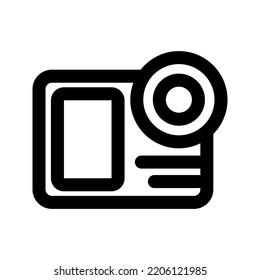 action camera icon, outline style, editable vector