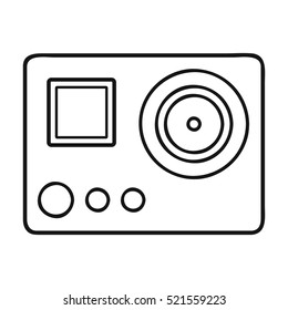 Action camera icon in outline style isolated on white background. Ski resort symbol stock vector illustration.