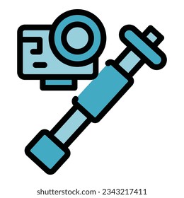 Action camera icon outline vector. Photo studio. Tripod equipment color flat