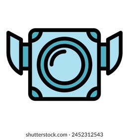 Action camera icon outline vector. Aerial drone. Air control color flat