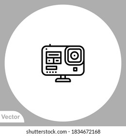 Vector de signo de icono de cámara de acción,Símbolo, ilustración de logotipo para web y móvil