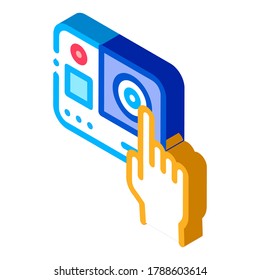 Action Camera Icon Vector. Isometric Action Camera sign. color isolated symbol illustration