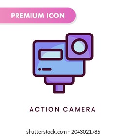 action camera icon for your website design, logo, app, UI. Vector graphics illustration and editable stroke. action camera lineal color design.
