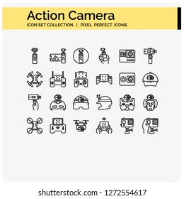 action camera icons set pixel perfect vector design for web ui 