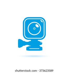 Action camera. illustration blue color. Icons, button. Vector image isolated on white background