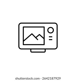 Action Camera With Landscape On The Screen Minimal Line Drawing