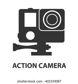 Action camera logo. Camera for active sports. Ultra HD. 4K