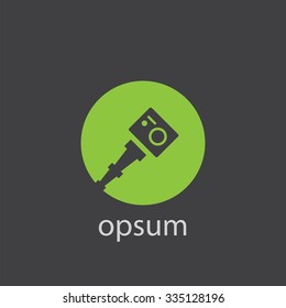 action camera monopod cut identity template icon design element
