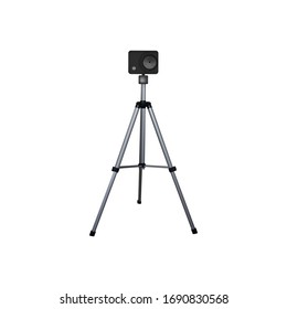 Action camera on a tripod. Vector illustration. Equipment for 4k video.