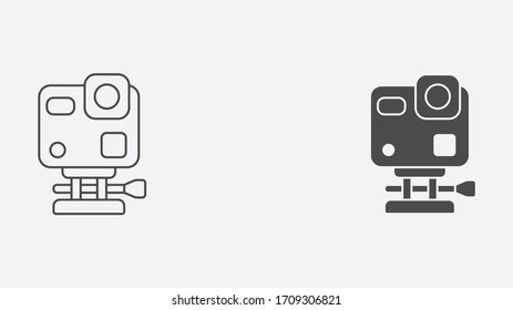 Action camera outline and filled vector icon sign symbol