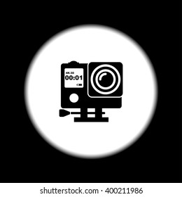 Action camera outline monochrome icon. Extreme cam. Flat design style eps 10
