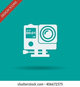Action camera outline monochrome icon. Extreme cam. Flat design style eps 10