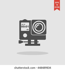 Action camera outline monochrome icon. Extreme cam. Flat design style eps 10