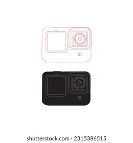 Action Camera Outline vector illustration. Icon sketch in trendy design style isolated on white background. Action camera icon sign vector, Symbol, logo illustration for web and mobile