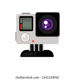 Action camera, simple flat icon. Equipment for filming extreme sport
