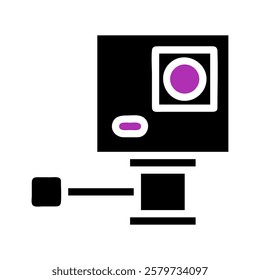 Action camera simple illustration in black and purple