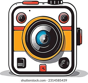Action camera is small, durable, and often waterproof. They are designed to be attached to helmets, surfboards, cars, and other objects. In your vector art,