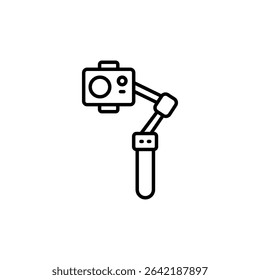 Action Camera And Stabilizer Rig In Minimalist Outline Style Design