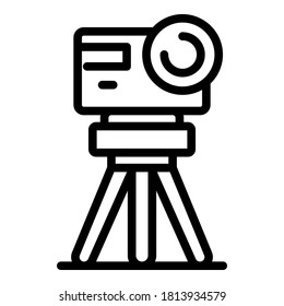 Action camera tripod icon. Outline action camera tripod vector icon for web design isolated on white background